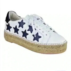 Marc Fisher MARCIA STAR ESPADRILLE LACE UP SNEAKERS IN WHITE size 9 EU 36.5